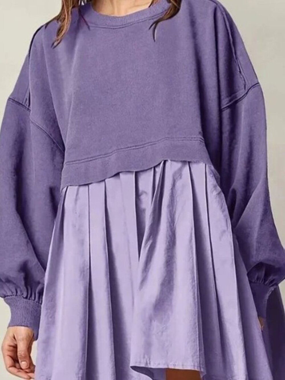 Purple Long Sleeve Sweater Dress